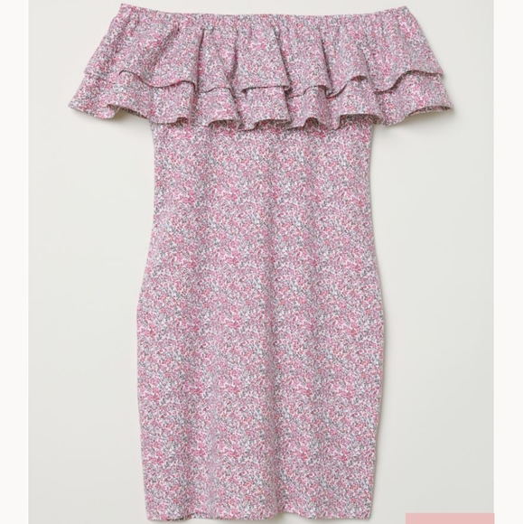 H&M Floral Off-the-Shoulder Mini Dress - Picture 1 of 5